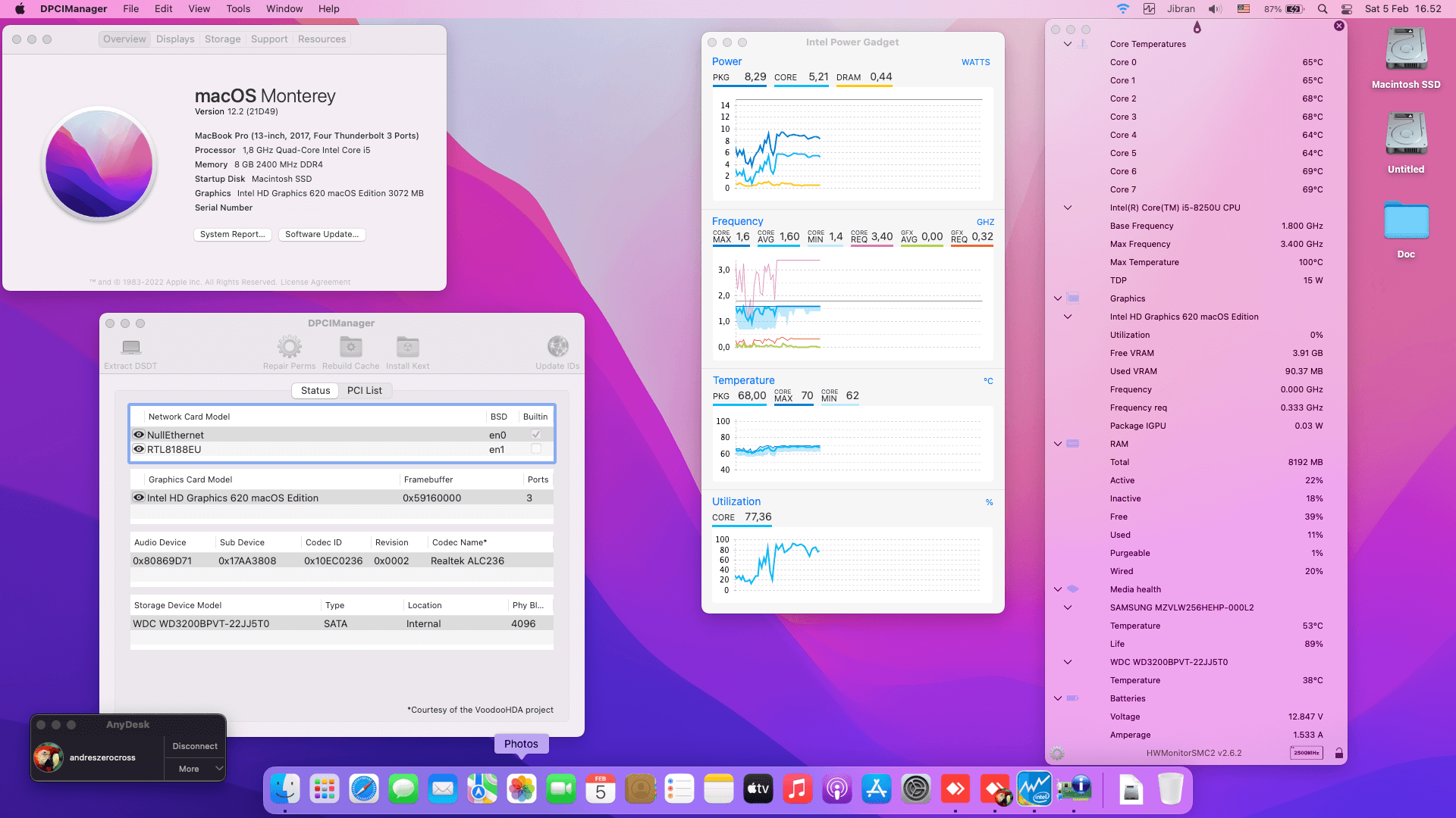 Success Hackintosh macOS Monterey 12.2 Build 21D49 in Lenovo Flex 5-1470